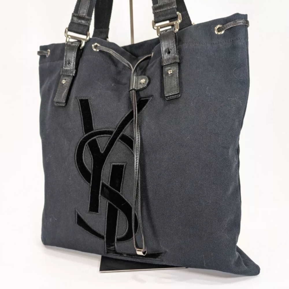 YSL 🔥 Rare 🔥 Rive Gauche Kahala Canvas and Leather Tote Bag! - Picture 3 of 10